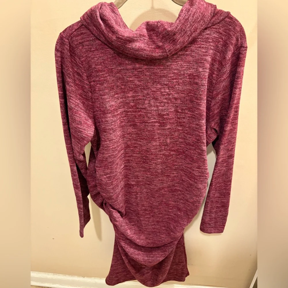 HELLO MIZ Women's Sweater Knit Maternity Dress Cowl Neck Long Sleeve Burgundy L - Picture 11 of 12